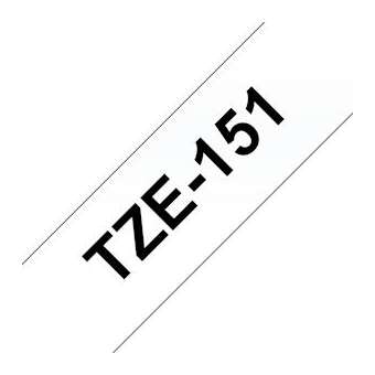 Ruban TZe151, 24mm Noir sur fond Transparent, Laminé, 8M|Brother france-BRTTZE151