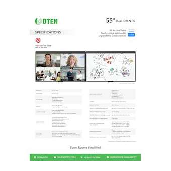 DTEN - All-in-One Video Zoom Certified DTEN 55, DUAL|-IVVDB0355DSB