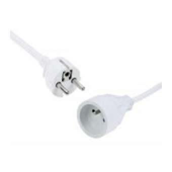 Rallonge électrique (2 P+T) M/F - 3 x 1.5mm² -16A - 3680W - blanche - 3m|Erard-EAD728503
