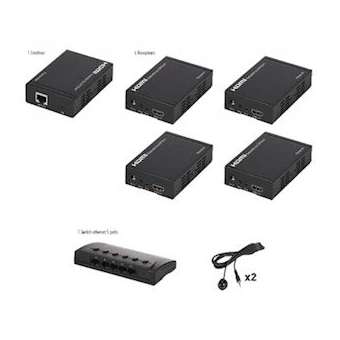 Kit extendeur HDMI 1 vers 4 sur IP + switch - Full HD 1080p - 80m point à point|Erard-EAD727934