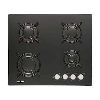 Table verre gaz 60 cm - 4 foyers - 7,3 kW - Manettes frontales - Allumage 1 main|Airlux-ALXGV64BK