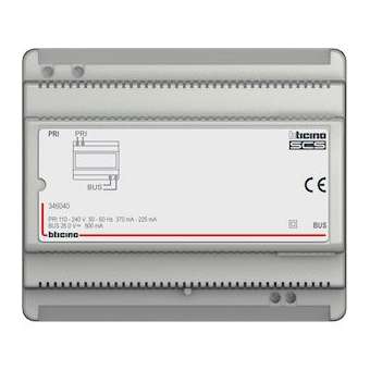 Alimentation modulaire pour installation audio 2 fils 230V 0,6A - 6 modules DIN|Bticino-TIC346040