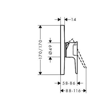 Set de finition pour mitigeur douche encastré chromé brossé|Hansgrohe-HA336655260