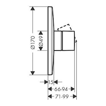 Set de finition pour mitigeur douche encastré, poignée zéro chromé poli|Hansgrohe-HA345605020