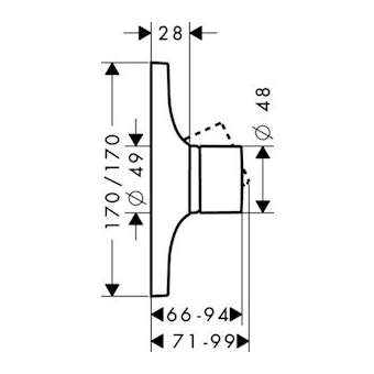 Set de finition pour mitigeur douche encastré chromé brossé|Hansgrohe-HA318655260