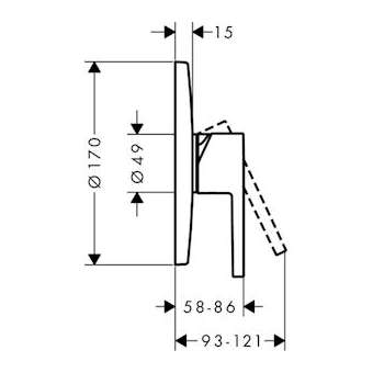 Set de finition pour Mitigeur douche encastré poignée à levier laiton poli|Hansgrohe-HA310614930