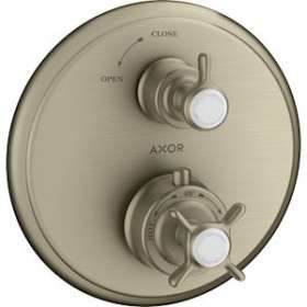 Set de finition mitigeur thermostatique encastré, robinet d'arrêt, nickel brossé|Hansgrohe-HA316800820
