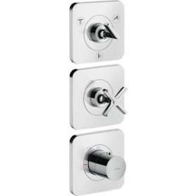 Set finition avec 3 rosaces 12 x 12 therm enc avec robinet d'ar et 3 sorties chr|Hansgrohe-HA336704000