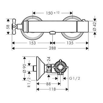 Mitigeur thermostatique douche laiton poli|Hansgrohe-HA316261930
