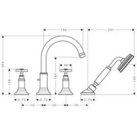 Mélangeur 4 trous pour montage sur bord de baignoire bronze poli|Hansgrohe-HA316546130
