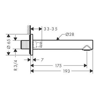 Bec déverseur M 3/4' chromé brossé|Hansgrohe-HA345410260