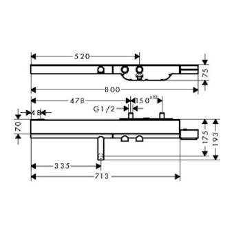 Mitigeur thermostatique 800 bain/douche chromé brossé|Hansgrohe-HA345420260