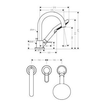 Set de finition mit 3 trous montage sur bord de baignoire, chromé brossé|Hansgrohe-HA338436260
