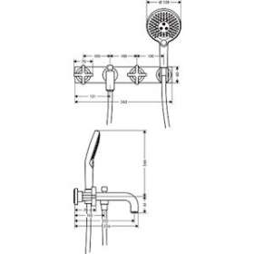 Set finition mél bain/douche 3 trous encastré avec plaque chromé poli|Hansgrohe-HA339441020