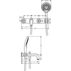 Set de finition mél bain/douche 3 trous encastré avec plaque chromé poli|Hansgrohe-HA339442020