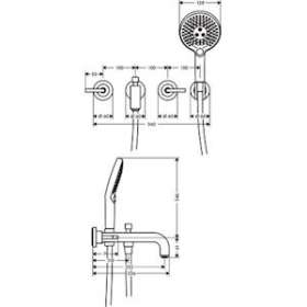 Set fin. mél bain/douche 3 trous encastré Poignées manettes, rosaces chromé poli|Hansgrohe-HA339448020
