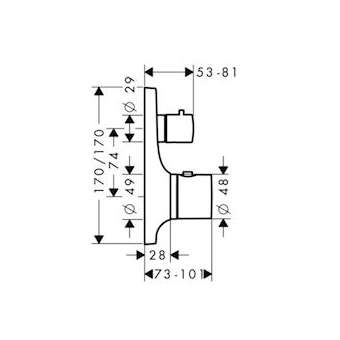 Set finition mit therm encastré avec robinet d'arrêt et inverseur, nickel poli|Hansgrohe-HA318750830