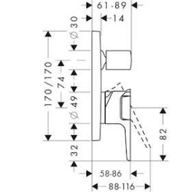 Set de finition pour mitigeur bain/ douche encastré nickel poli|Hansgrohe-HA336455830
