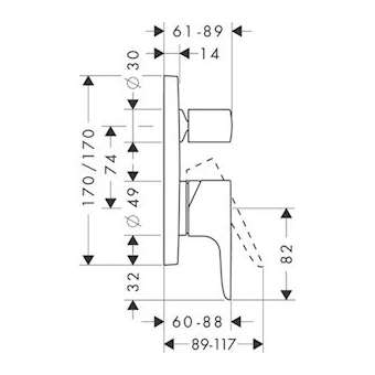 Set de finition pour mitigeur bain/douche encastré laiton poli|Hansgrohe-HA334425930