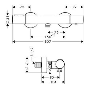 Mitigeur thermostatique douche bronze poli|Hansgrohe-HA334635130