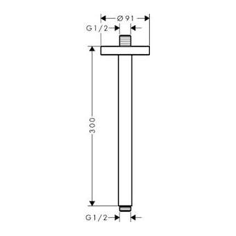 Bras de douche S 300 mm plafond nickel poli|Hansgrohe-HA326433830