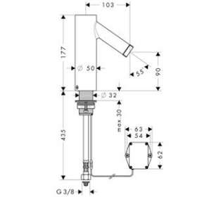 Rob électronique lavabo sans réglage de température sur batterie bronze poli|Hansgrohe-HA310106130