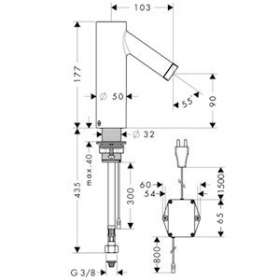 Rob électronique pour lavabo avec réglage de température sur secteur bronze poli|Hansgrohe-HA310140130
