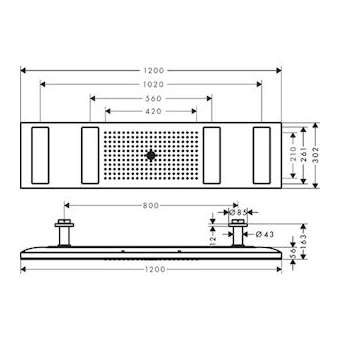 Douche de tête 1200 x 300 4jet sans éclairage bronze poli|Hansgrohe-HA310637130