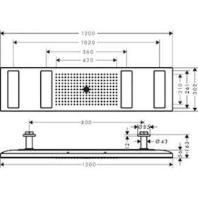 Douche de tête 1200 x 300 4jet sans éclairage bronze poli|Hansgrohe-HA310637130