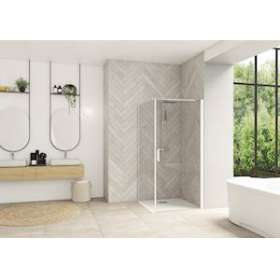 Smart Design retour fixe sans seuil 120 profilé blanc verre transparent|Blanc aqua production-BL5PA90158BTNE