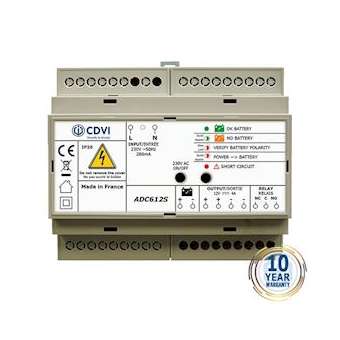 Alimentation secourable 12V DC - 5A - Rail DIN - 6 modules - Leds et relais|CDVI-CDAADC612S