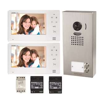 Kit vidéo 2 bp saillie: 1 jo2dvf, 2 jo1md, 1 transfo 40781 & 2 alim ps1820d|Aiphone-AIPJO2SDV