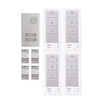 Kit audio platine alu saillie 4 4bp, 4 postes maîtres mains-libres, 4 transfo|Aiphone-AIPKITDB4