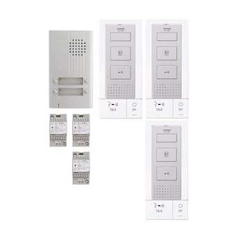 Kit audio platine alu saillie 4bp, 3 postes maîtres mains-libres, 3 transfo|Aiphone-AIPKITDB3