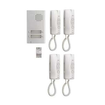 Kit audio platine alu saillie 4 boutons, 4 combinés et 1 transformateur|Aiphone-AIPKITDA4