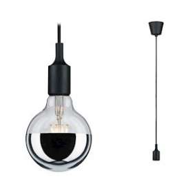 Suspension E27 câble tissé 2m max. 1x20W Noir 230V Silicone|Paulmann-PUA50342