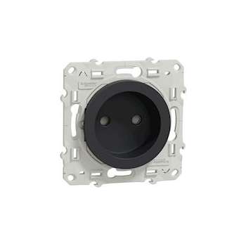 Odace, prise de courant 2P Anthracite, à vis, connexion rapide|Schneider Electric-SCHS540033