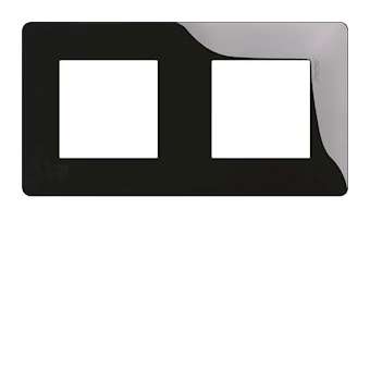 Essensya Plaque 2 postes réversible entraxe 71mm Noire|Hager-HAGWE402N