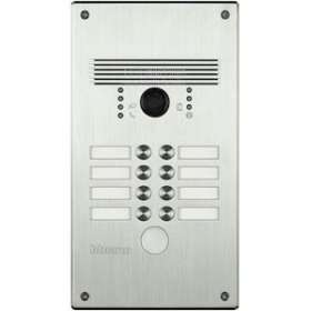 Platine antivandale à bouton poussoir Linea 300 pour 5 à 8 appels façade Alu|Bticino-TIC308002