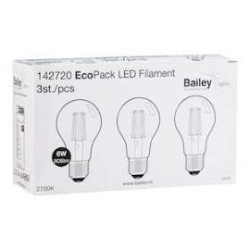 Ecopack Lot 3Pcs Led Fil A60 E27 6W (60W) 806Lm 827 Clair|Bailey-BIY142720