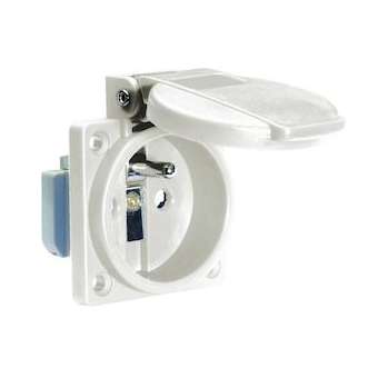 Socle de prise tableau gris USE 250V 2P+T 10/16A IP44 38X38|Bals-BA171119