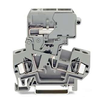 Borne avec porte fusible pivotant pour sectionnement du neutre,4 mm²,Gris|Wago contact-WAG281-624