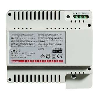 Alimentation BUS 230V sortie 27V 0.5A pour 26 appels - 6 modules DIN|Bticino-TIC346010