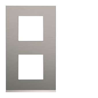 Plaque gallery 2 postes verticale 71mm matiere bright inox|Hager-HAGWXP4242