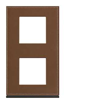 Plaque gallery 2 postes verticale 71mm matiere coffee leather|Hager-HAGWXP4942