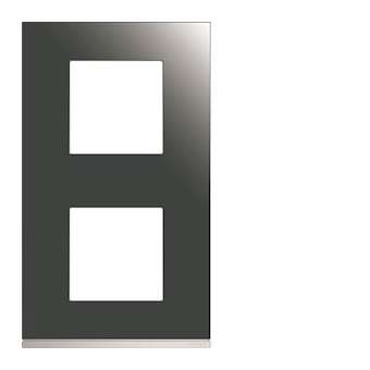 Plaque gallery 2 postes verticale 71mm matiere mirror glass|Hager-HAGWXP5042