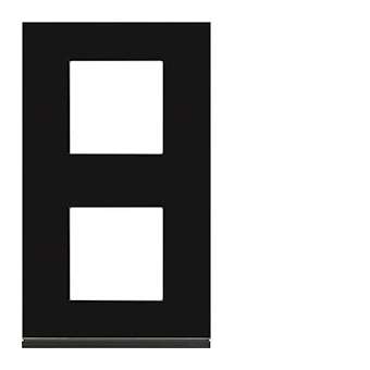 Plaque gallery 2 postes verticale 71mm matiere midnight glass|Hager-HAGWXP4142