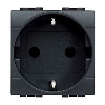 Prise de courant standard germanique 2P+T Livinglight - Anthracite - 2 modules|Bticino-TICL4141