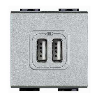 Chargeur 2 USB Type-A 2,4A 5V Livinglight - Tech - 2 modules|Bticino-TICNT4285C2