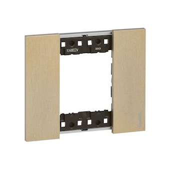 Plaque de finition Living Now Collection Les Blancs 2 modules finition Or|Bticino-TICBTKA4802ZW